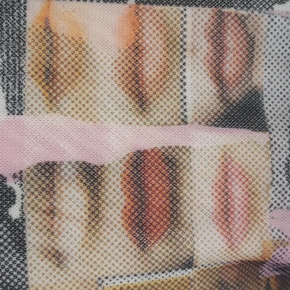 The Ragged Priest Multicolored Mesh Abstract Eyes Lips Print Long Sleeve Top 14 - Picture 5 of 9